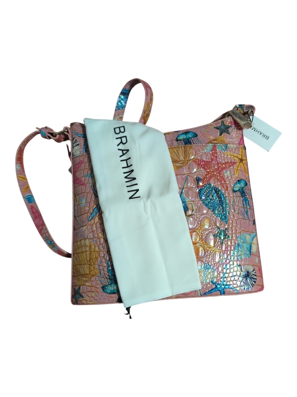 Brahmin Katie Starlight Melbourne Croc Embossed Leather Crossbody Bag - Picture 8 of 10